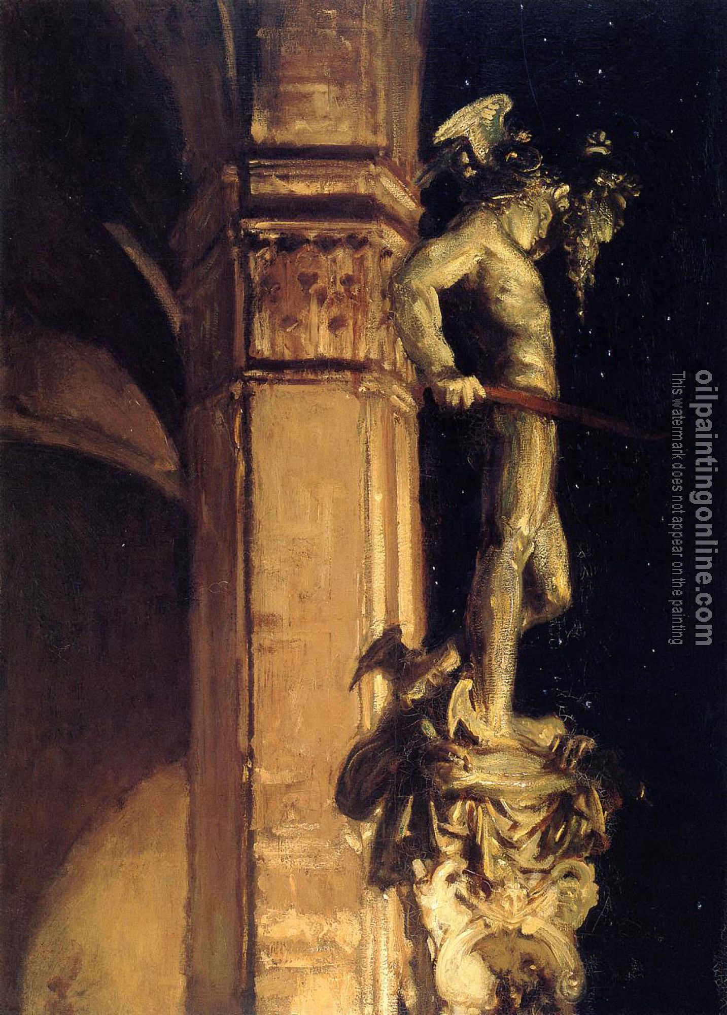 Sargent, John Singer - Statue of Perseus by Night